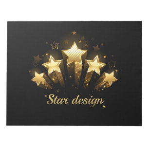 Five gold stars on black notepad