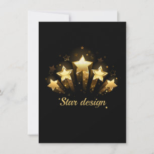 Five gold stars on black thank you card