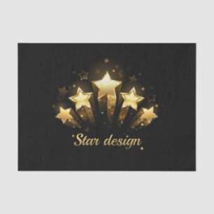 Five gold stars on black tissue paper