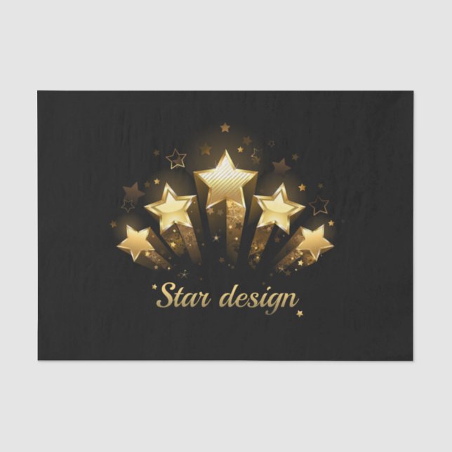 Five gold stars on black tissue paper (Front)
