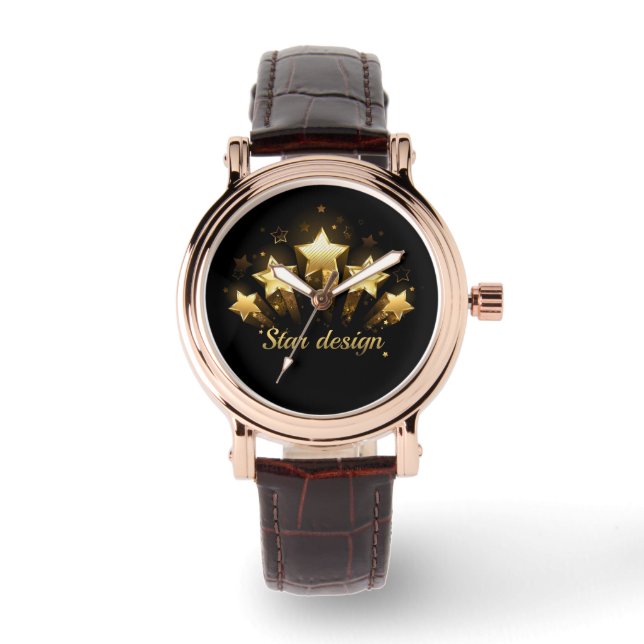Five gold stars on black watch (Front)