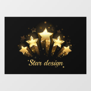 Five gold stars on black window cling