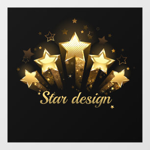 Five gold stars on black window cling