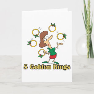 five golden gold rings 5th fifth day of christmas holiday card