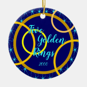Five Golden Rings - Custom year Ceramic Tree Decoration