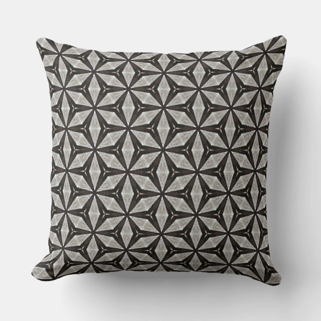 Five Gray Metallic Petals Linked Pattern Design Cushion (Front)