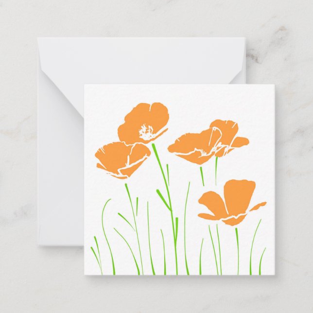 Five Hand Drawn California Poppies  Card (Front)