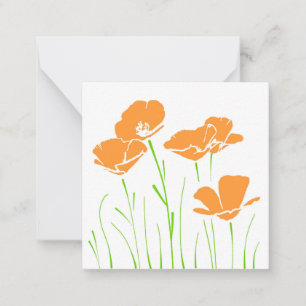 Five Hand Drawn California Poppies  Card