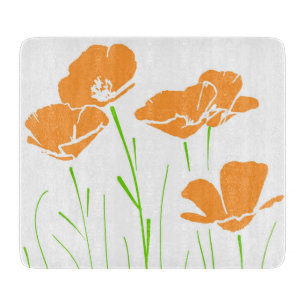 Five Hand Drawn California Poppies Cutting Board