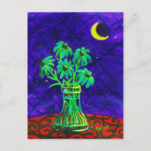 Five Happy Green Flowers Postcard