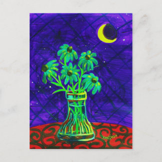 Five Happy Green Flowers Postcard