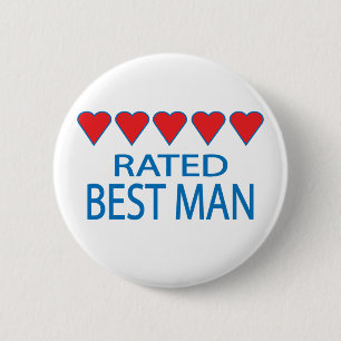Five Heart Best Man 6 Cm Round Badge