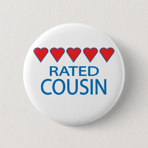 Five Heart Cousin 6 Cm Round Badge