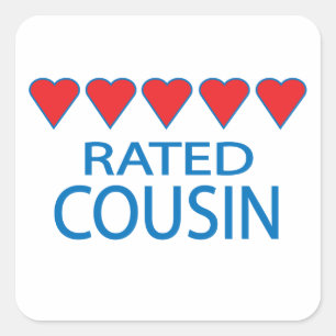 Five Heart Cousin Square Sticker