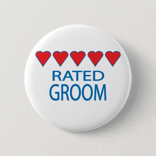Five Heart Groom 6 Cm Round Badge (Front)