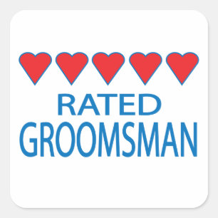 Five Heart Groomsman Square Sticker