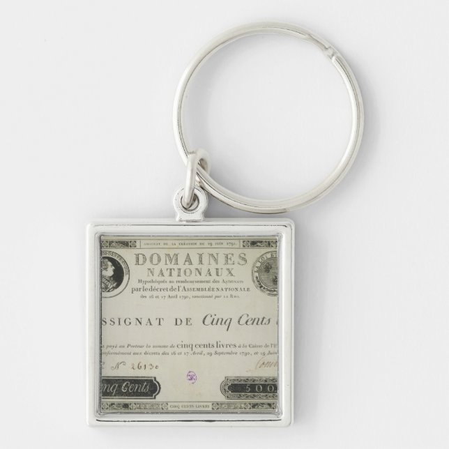 Five hundred livres banknote, 19th June 1791 Key Ring (Front)