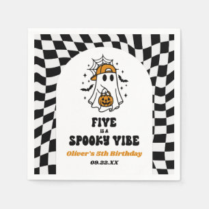 Five Is A Spooky Vibe Halloween 5th Birthday Party Napkin