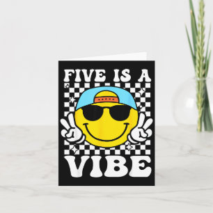 Five Is A Vibe 5th Birthday Groovy Boys Girls 5 Ye Card
