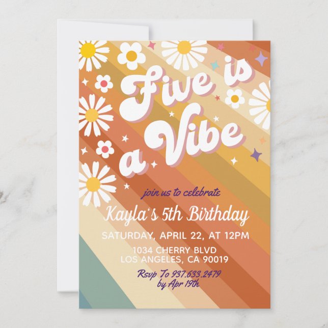 Five is a Vibe 5th Birthday Invitation (Front)
