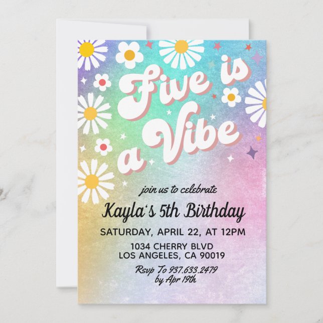 Five is a Vibe 5th Birthday Invitation (Front)