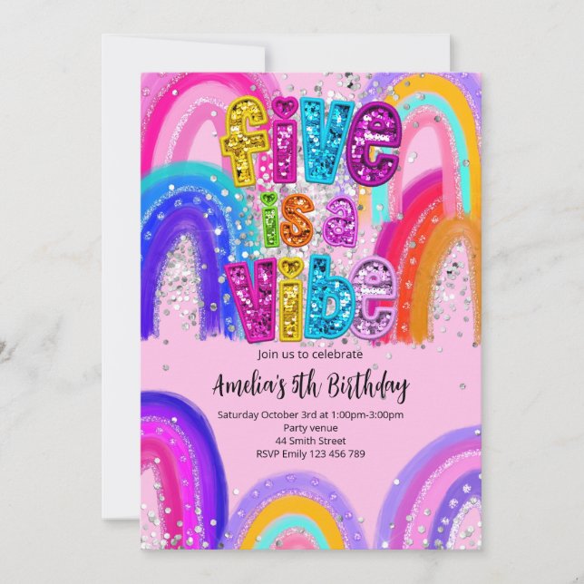 Five is a Vibe 5th Birthday Party Invitation (Front)