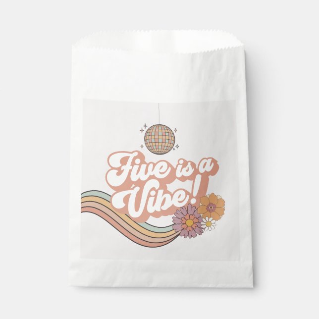 Five is a Vibe 5th birthday party plates Favour Bags (Front)