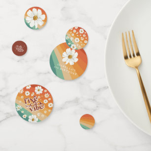 Five is a Vibe 5th Birthday   Retro Daisy Rainbow Confetti