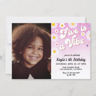 Five is a Vibe 5th Portrait Birthday Invitation