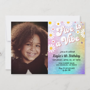 Five is a Vibe 5th Portrait Birthday Invitation