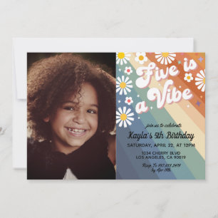 Five is a Vibe 5th Portrait Birthday Invitation
