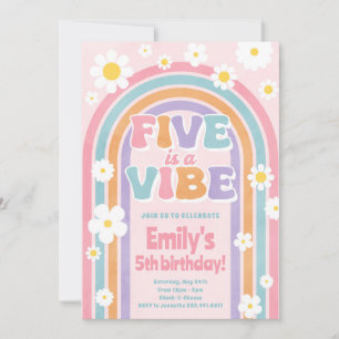 Five is a Vibe 5th Rainbow Birthday Invitation