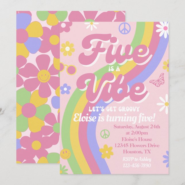 Five is a Vibe Birthday Invitation (Front/Back)