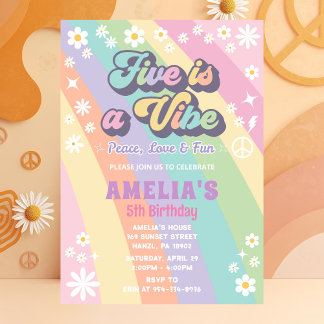 Five is a vibe birthday invitation