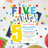 Five is a Vibe Birthday Invitation 5th Birthday