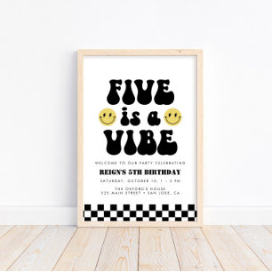 Five is a Vibe   Boys 5th Birthday Welcome Sign