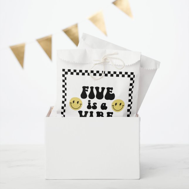 Five is a Vibe | Boys Happy Face 5th Birthday Favour Bags (Party)