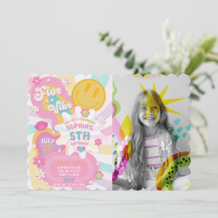 Five is a Vibe Groovy Birthday Photo Invitation
