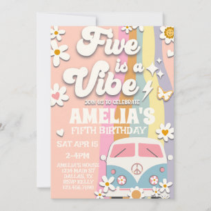 Five is a Vibe Groovy Fifth Birthday Invitation