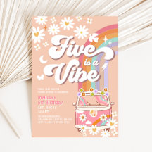 Five is a Vibe Groovy Hippie Daisy 5th Birthday