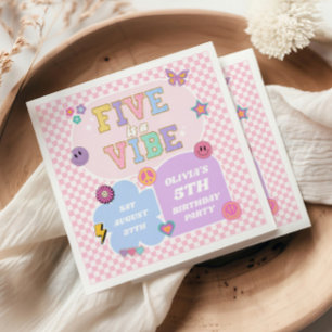 Five Is A Vibe Preppy Patch 5th Birthday Party Napkin