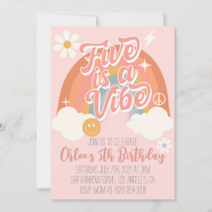 Five is a Vibe Rainbow Invitation