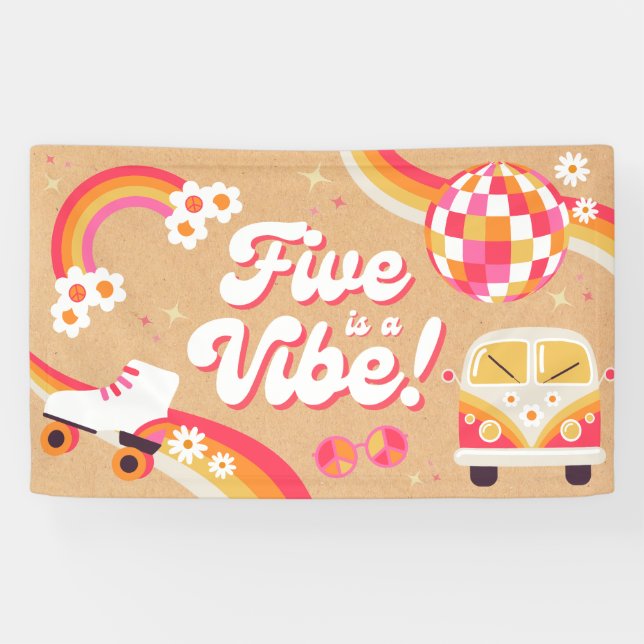 Five is a Vibe Retro Birthday Banner (Horizontal)