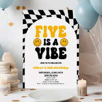 Five Is A Vibe Retro Fifth 5th Birthday Party