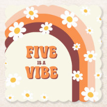 Five is a Vibe Retro Rainbow Daisy 5th Birthday