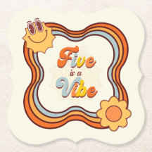 Five is a Vibe Retro Rainbow Daisy 5th Birthday