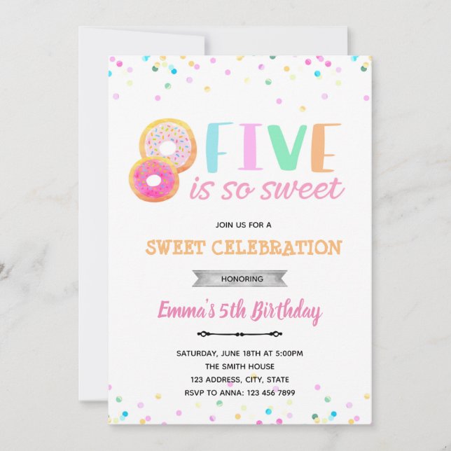 Five is so sweet ice cream invitation (Front)
