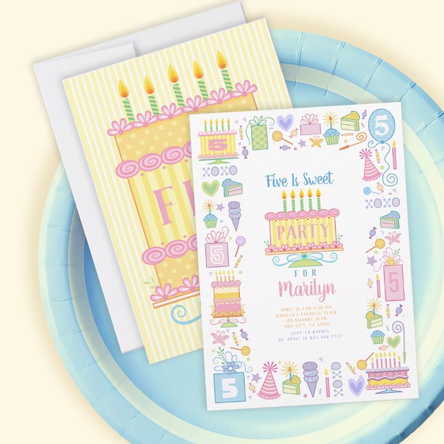 Five Is Sweet 5th Birthday Invitation (Creator Uploaded)