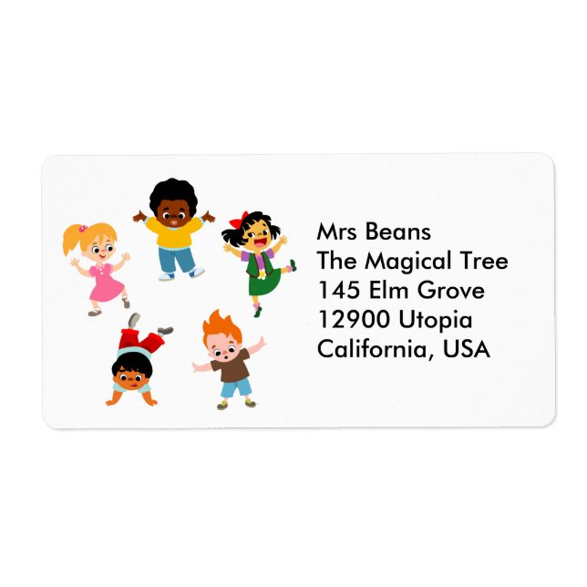 Five Kids Cartoon Label (Front)