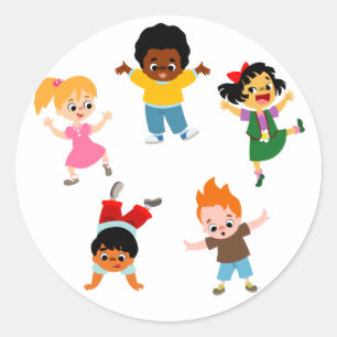 Five Kids Cartoon Sticker